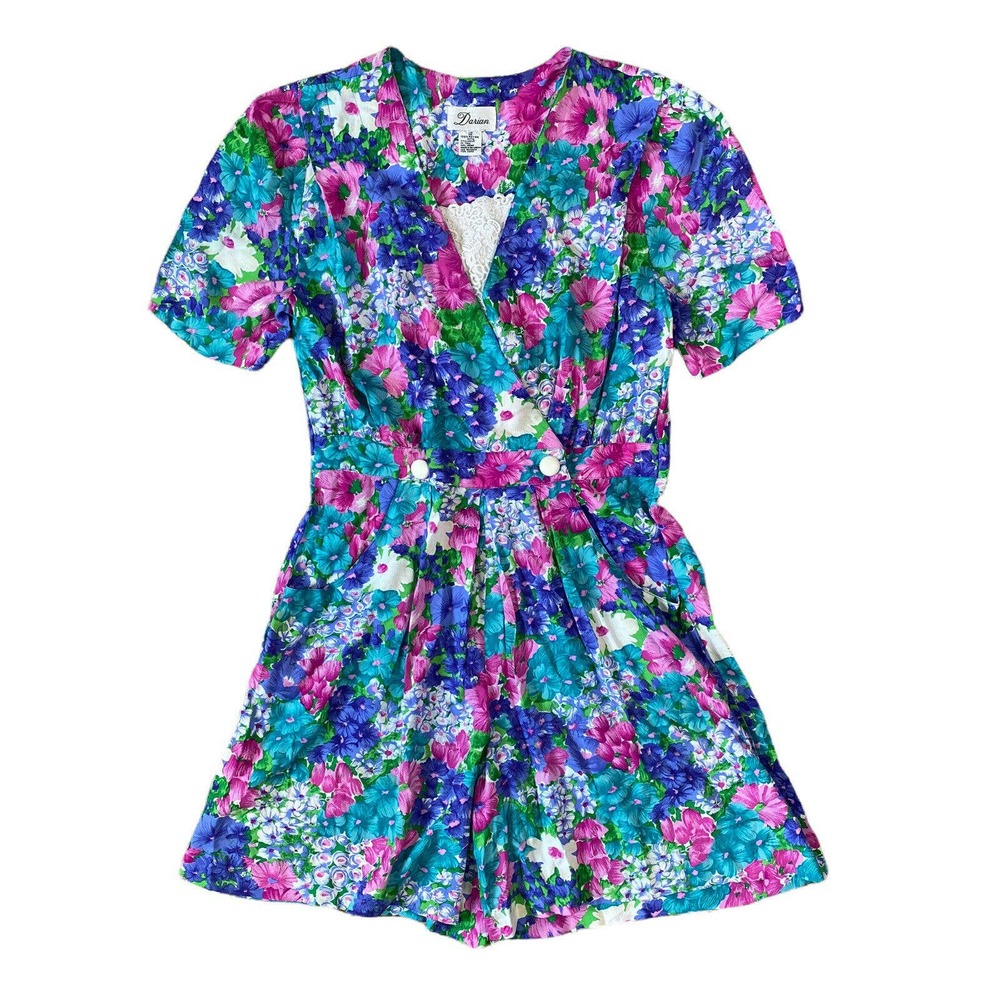 Vintage One Piece Womens Floral Romper size 12 Darian